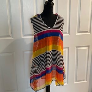 Multicolored hooded coverup
